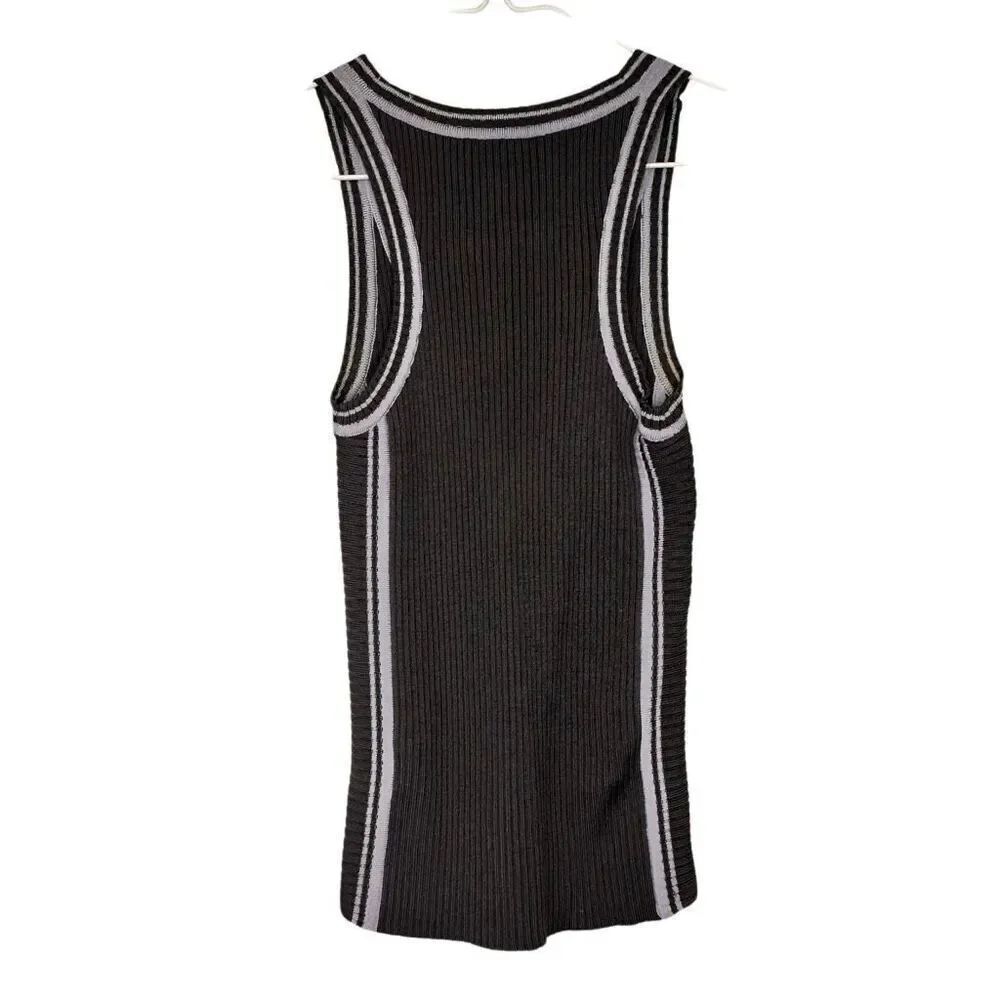 Laundry By Shelli Segal Ribbed Textured Scoop Neck Tank Top Gray White Sz Small - Picture 2 of 5